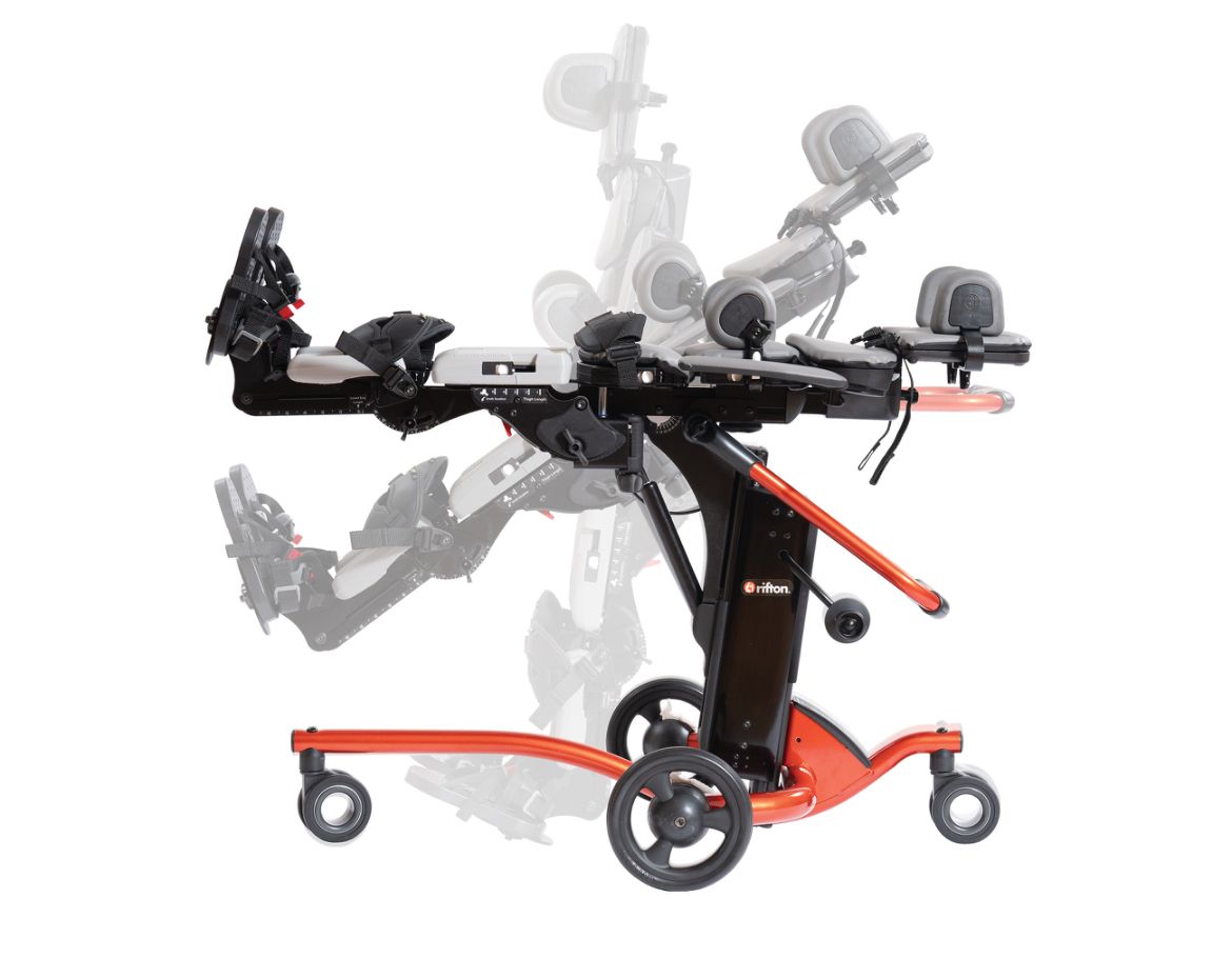 8e4eeae5-5441-4fe9-8083-d557651ac673 Type: 3-in-1 Supine / Prone / Upright Stander User Age Range: 3 – 12 years (varies by model) User Weight Capacity: 35–50 kg (depending on size) Frame Material: High-strength steel/aluminum Base: Mobile base with lockable castor wheels - Image 1