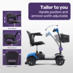 NNEMB SmartRider Folding Electric Mobility Scooter-Black & Blue - Image 3